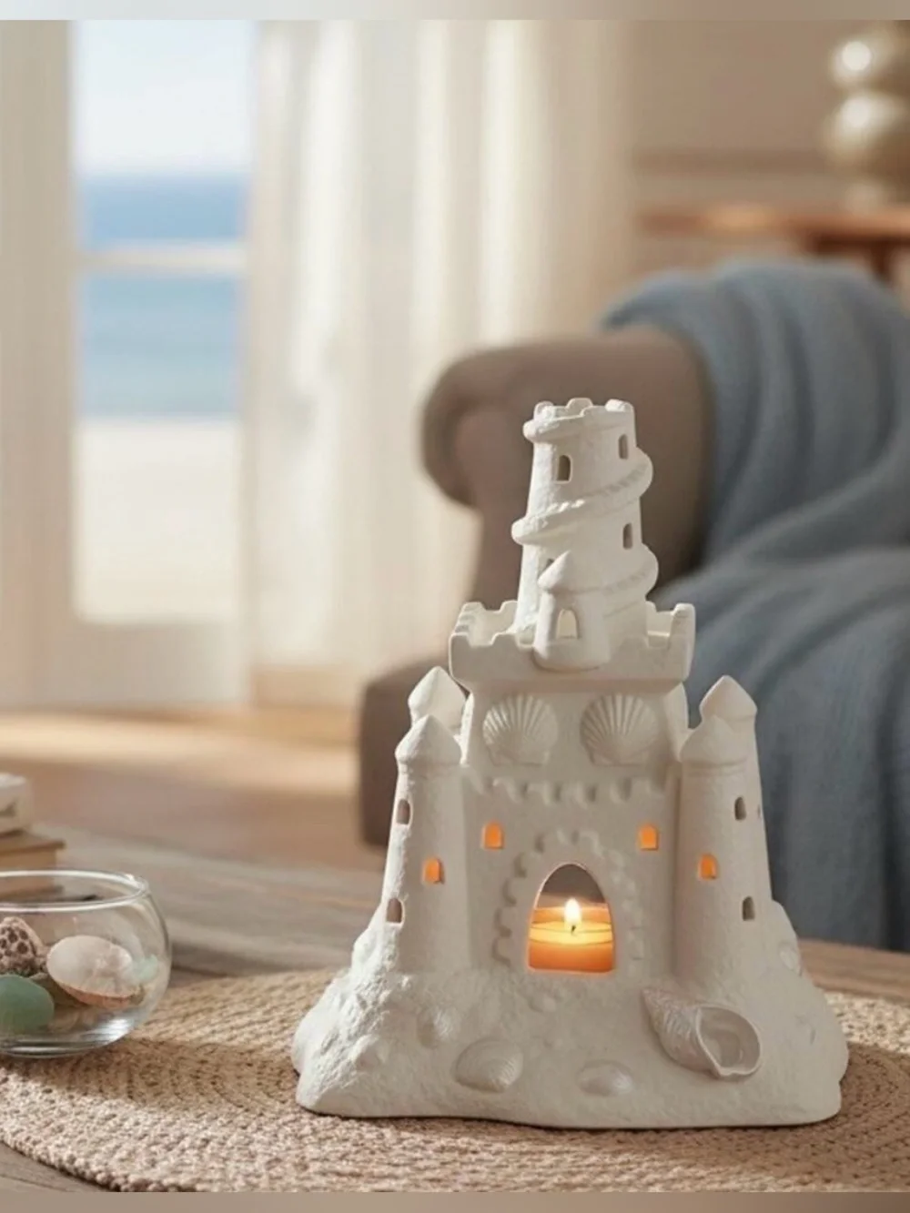 PartyLite White Bisque Sandcastle Candle Holder
